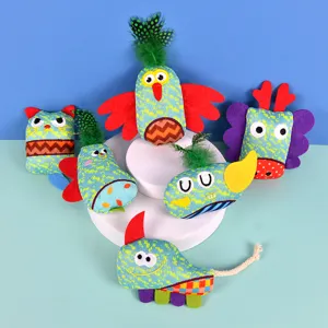 Cute cat toy set with feathers and bell, bite-resistant interactive plush toys for kittens.