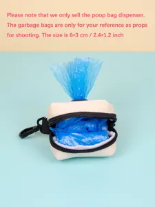 Portable pet poop bag dispenser mini garbage bag holder with hook for dog walking outdoor use