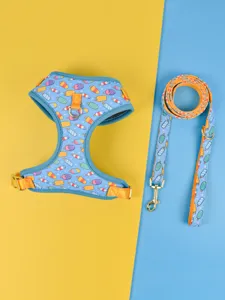Summer cute pet dog harness and leash set breathable ice cream pattern durable pet walking supplies