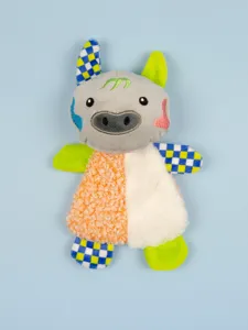 Cute colorful plush pet toy with crinkle paper, interactive chew toy for cats and dogs.