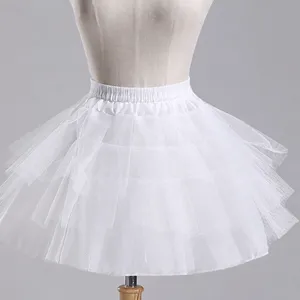 White fluffy wedding dress crinoline petticoat short layered mesh skirt support underskirt