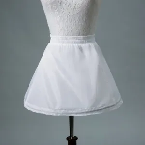 White short petticoat crinoline underskirt with elastic waist and delicate lace hem