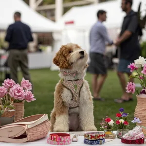 Süßes Hunde-Brustgeschirr und Halsband Set mit rosa Blumenmuster und Schleife für Haustiere.