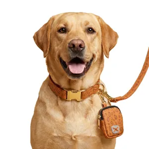 Leuke koffieboon print hondenhalsband en riem set met handig tasje voor dagelijkse wandelingen.