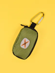 Portable pet waste bag dispenser with carabiner, green multi-functional poop bag holder.