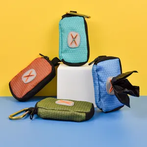 Multifunctional Pet Waste Bag Dispenser Portable Poop Bag Holder Storage Pouch With Metal Hook For Outdoor Walking