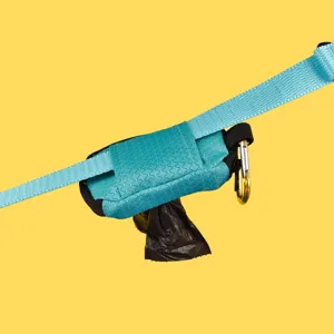 Portable pet waste bag dispenser and poop bag holder with lightweight design and carabiner.