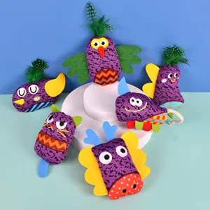 Cute cat toy set with feathers and bells, interactive plush pet toys for kitten boredom relief.