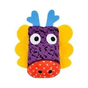 Cute plush cat interactive bite resistant toy with colorful design for kitten pet daily play.