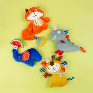 Cute animal plush toy set featuring cute fox elephant dinosaur and lion for lovely pets.