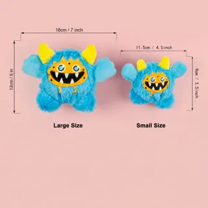 Cute blue monster plush toy soft stuffed animal funny pet toy and decompression gift for kids