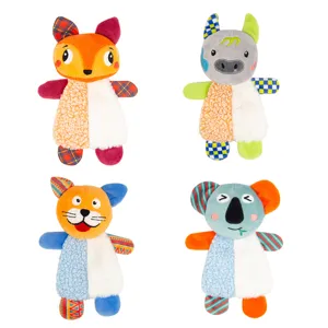 Cute animal plush pet toys set interactive crinkle paper teething puppy and cat chew toys