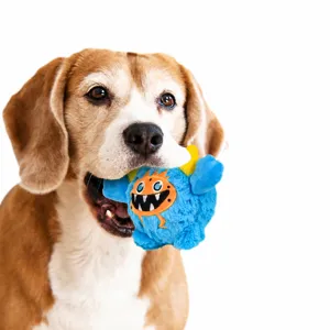 Funny cute plush dog toy squeaky interactive monster toy for puppy pets daily fun play time
