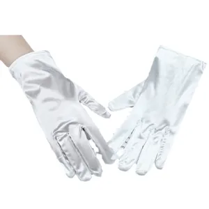 Short white satin gloves for women wedding party evening prom bridal opera performance