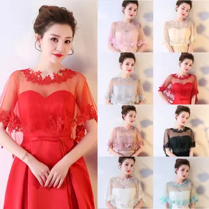 Bridal Wedding Dress Shawl Sheer Lace Cape Elegant Evening Party Wrap Shrug Women Capelet Formal Occasion Accessories