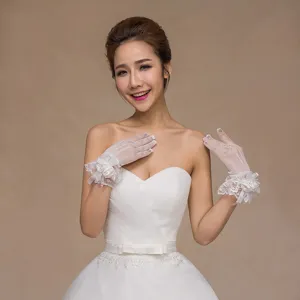 White lace bridal fingerless gloves wedding party evening dress accessories main view display