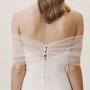 Elegant off-the-shoulder bridal wrap shawl white wedding dress cover up for women