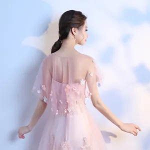 Mantellina in pizzo floreale rosa per abito da sposa damigella tulle elegante coprispalle capa.