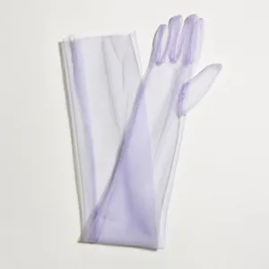 70cm Long Sheer Tulle Gloves Women Elegant Purple Opera Gloves for Party Evening Costume