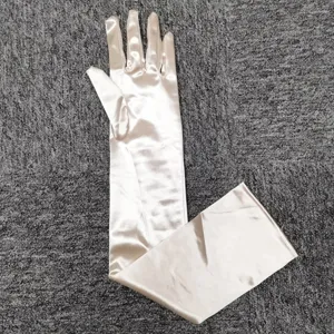 Long satin evening gloves over elbow length wedding prom party costume accessories beige