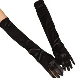 Long black satin gloves over elbow opera evening dress gloves for wedding party prom accessory