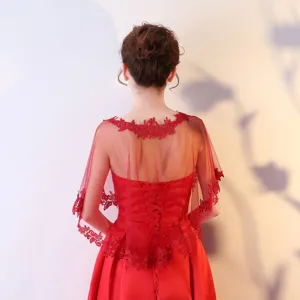 Cape en dentelle rouge châle transparent robe de mariée soirée mariage élégante mode tendance