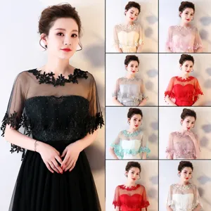 Châle en Dentelle pour Femmes Cape Transparente Mariage Robe de Mariée Soirée Bolero Été Mode Élégant