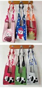 Borsa shopper in maglia con tracolla regolabile, simpatici motivi di panda e invernali per donne.