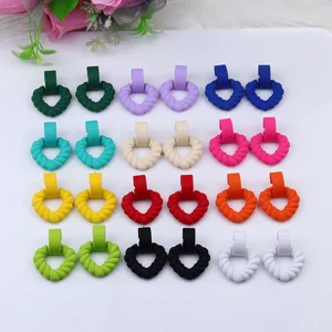 Colorful acrylic heart stud earrings twisted design fashion geometric jewelry for women daily wear