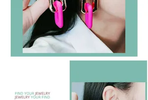 Femmes élégantes boucles d'oreilles rectangulaires chaîne peinture bijoux de mode minimaliste