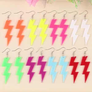 Conjunto de pendientes colgantes de rayo acrílico colorido, joyería de moda neón para mujer.