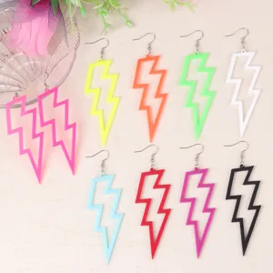 Pendientes largos colgantes de acrilico neon con rayo hueco estilo de moda chic