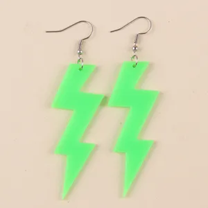 Pendientes colgantes de rayo acrílico verde neón para mujer accesorios de joyería de moda