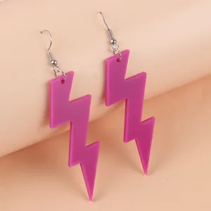 Pendientes colgantes de rayo de acrilico neon de moda para mujeres joyas llamativas