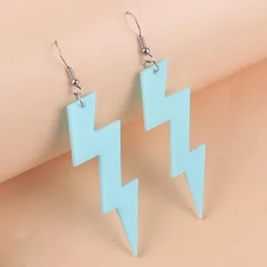 Pendientes colgantes de rayo de acrilico azul claro para joyas de moda de mujeres.