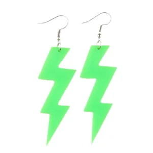 Pendientes colgantes de rayo acrílico verde neón para mujeres joyería de moda chic