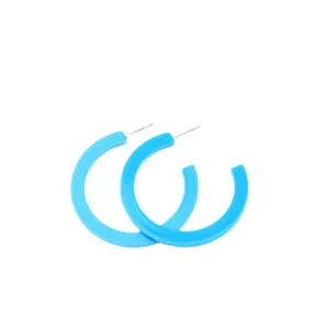 Minimalist candy color flat C-shaped acrylic hoop earrings for women bright blue stylish jewelry
