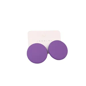 Elegante simple moda morado redondo acrílico caramelo color pendientes mujer accesorios