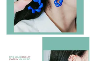 Boucles d'oreilles géométriques spirales bleu roi pour femmes bijoux mode élégants chic