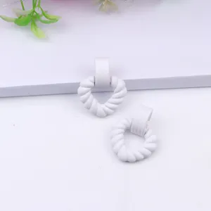 White twisted heart earrings, acrylic painted minimalist geometric fashion jewelry for women.