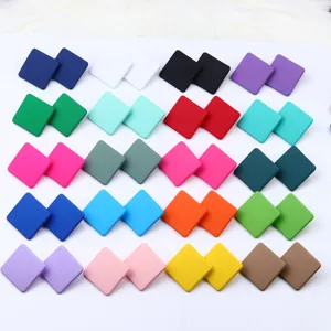 Colorful matte square stud earrings candy color acrylic geometric earrings women fashion jewelry