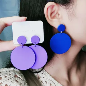 Minimalist large round acrylic earrings for women, stylish geometric drop design new.