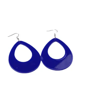 Fashion blue acrylic teardrop hollow dangle earrings for women stylish jewelry main view