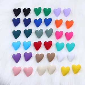 Orecchini a Bottone in Acrilico con Cuore Minimalista Carino Dolce Forma di Cuore per Donne Gioielli di Moda