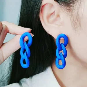 Minimalist Acrylic Three Link Chain Drop Earrings Women Long Geometric Dangle Earrings Fashion Jewelry Gift