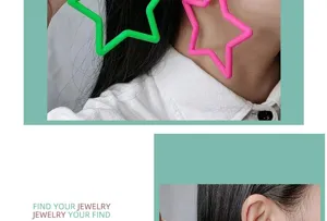 Pendientes de boton de estrella acrilica neon exagerada moda joyeria geometrica