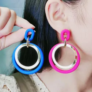 Fashion Acrylic Hollow Circle Splicing Stud Earrings Trendy Geometric Dangle Earrings For Women Jewelry Gift