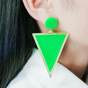 Neon grüne Acryl geometrische Dreieck Ohrringe minimalistische Mode Damen Ohrschmuck