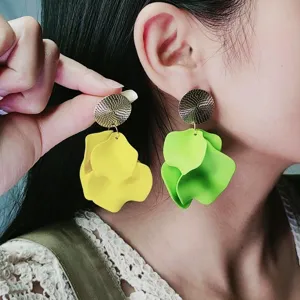 Fashion statement earrings with textured metallic studs and layered petals for women daily wear.