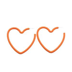 Boucles d oreilles coeur orange creoles acrylique minimaliste bijoux femme saint valentin